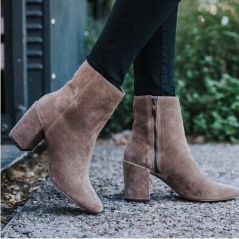THURSDAY BOOT CO‎ Highline Taupe Suede Ankle Boot Bootie Chunky Heel Size 5 New